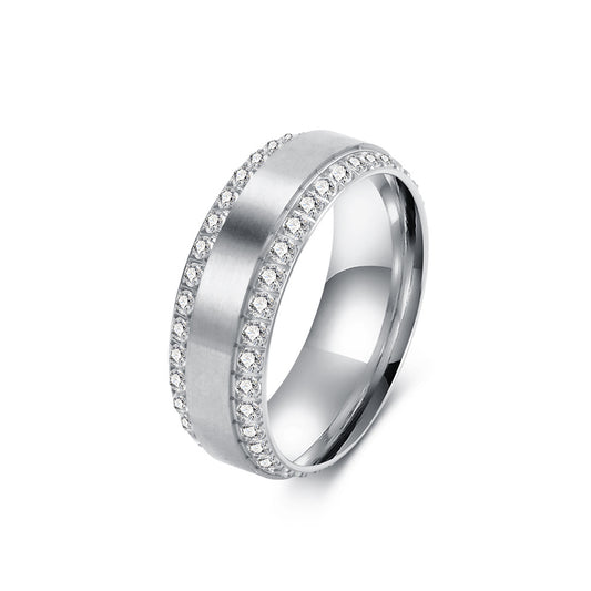Zircon Stainless Steel Ring Unisex