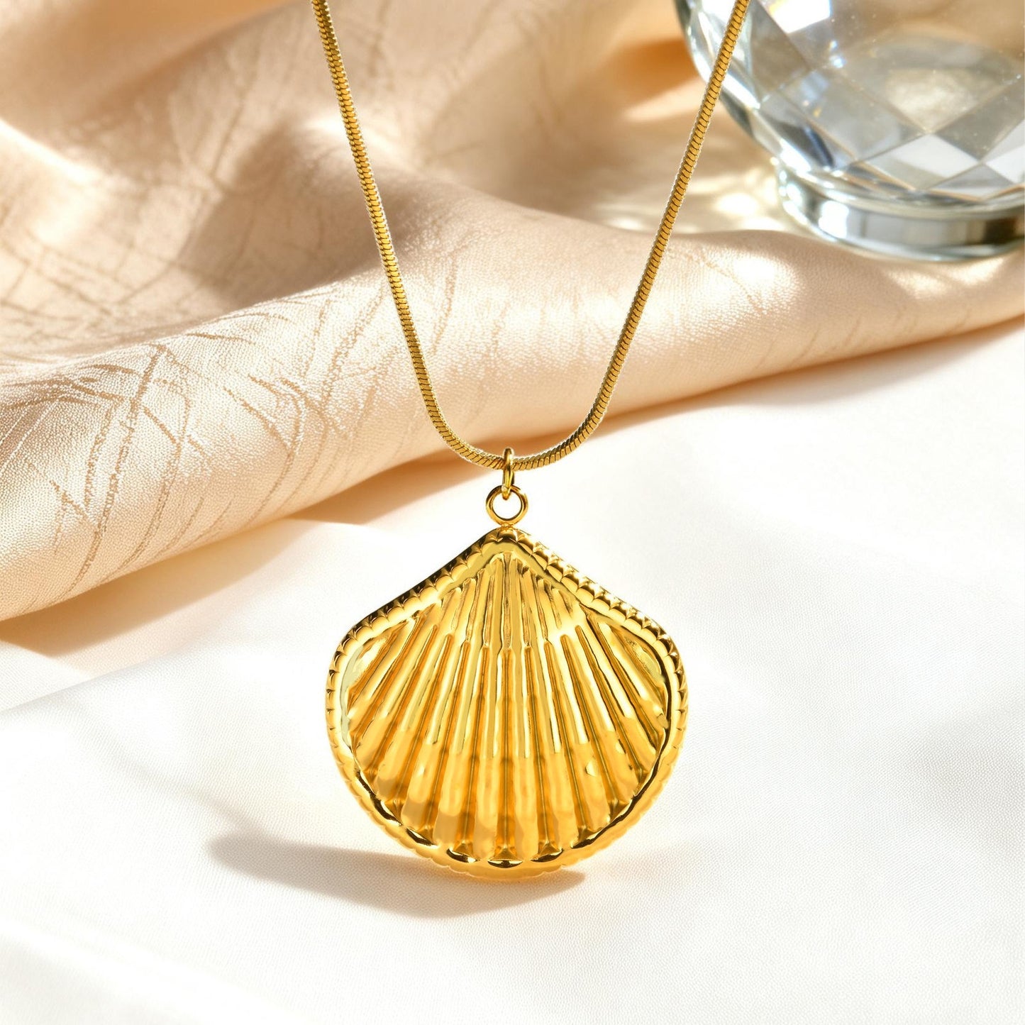 Cold Wind Ocean Stainless Steel Shell Pendant Leopard Print Long Item Decoration Necklace