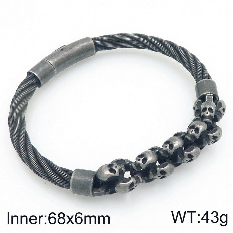 Titanium Steel Skull – Weiya Wire Steel Wire Layered Ghost Head Men's Bracelet
