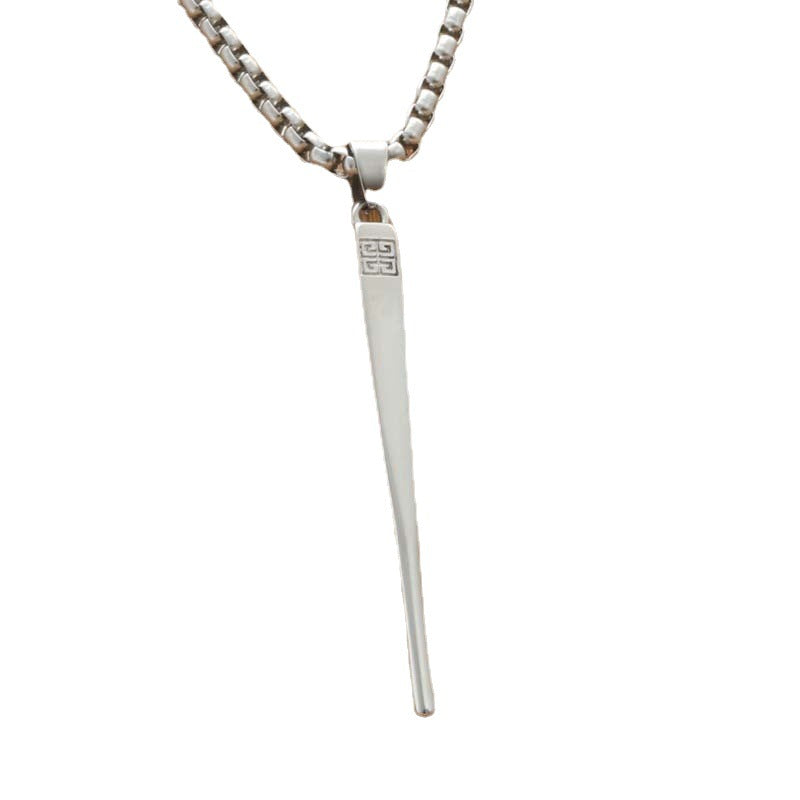 Personalized Titanium Steel Chopstick Pendant Necklace for Men and Women - Retro Punk Style