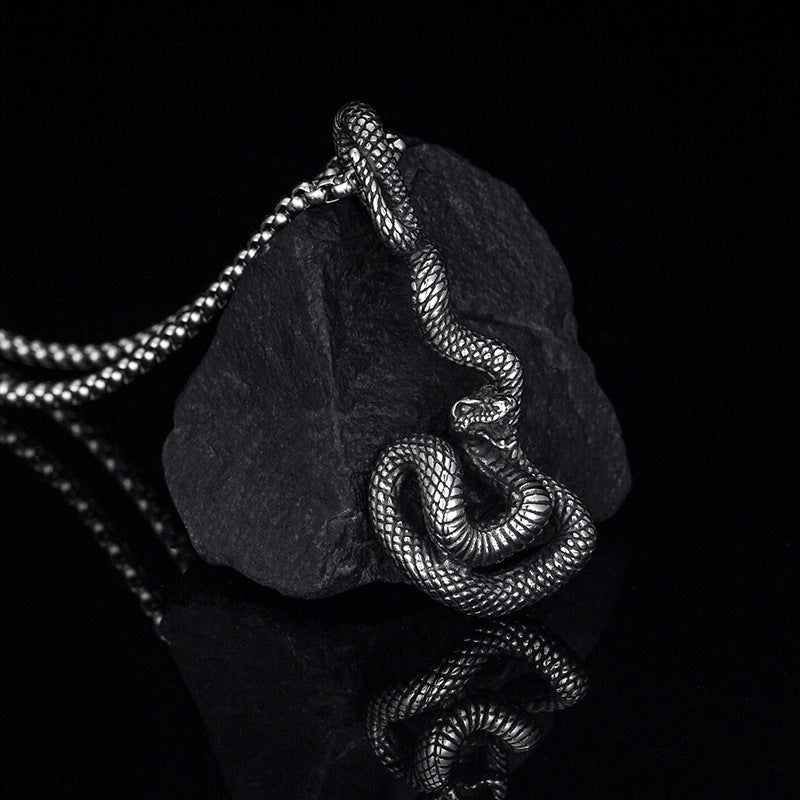 Titanium Steel Necklace – Statement Snake Chain For Men Handmade Casting Everyday Gift