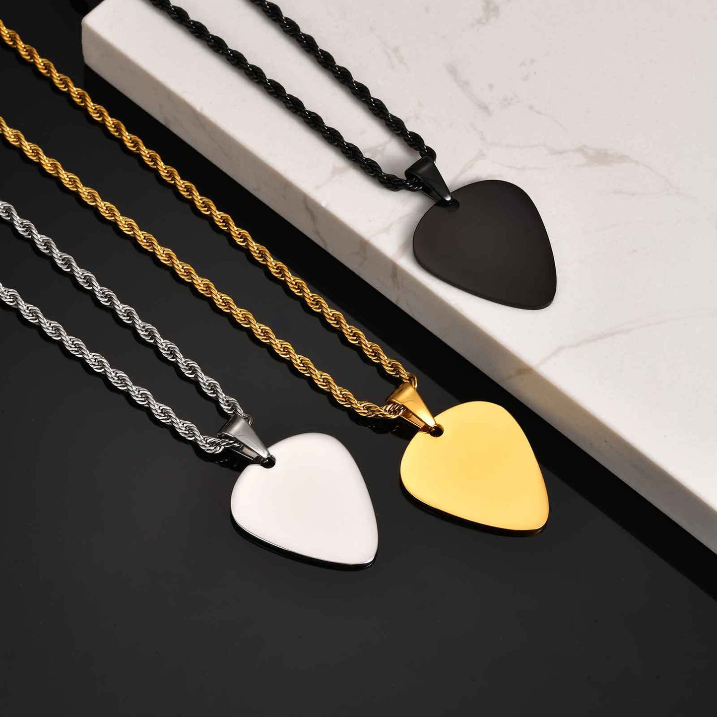 Planderful Shop Stainless Steel Guitar Pick Pendant For Men
