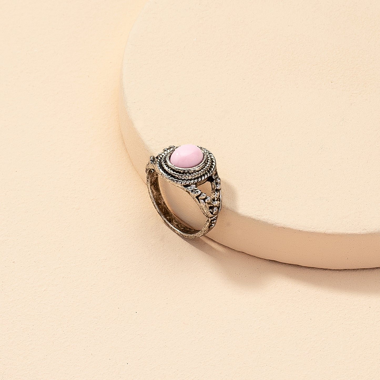 European Pink Stone Ring - Trendy Handcrafted Jewelry for Fashion Enthusiasts