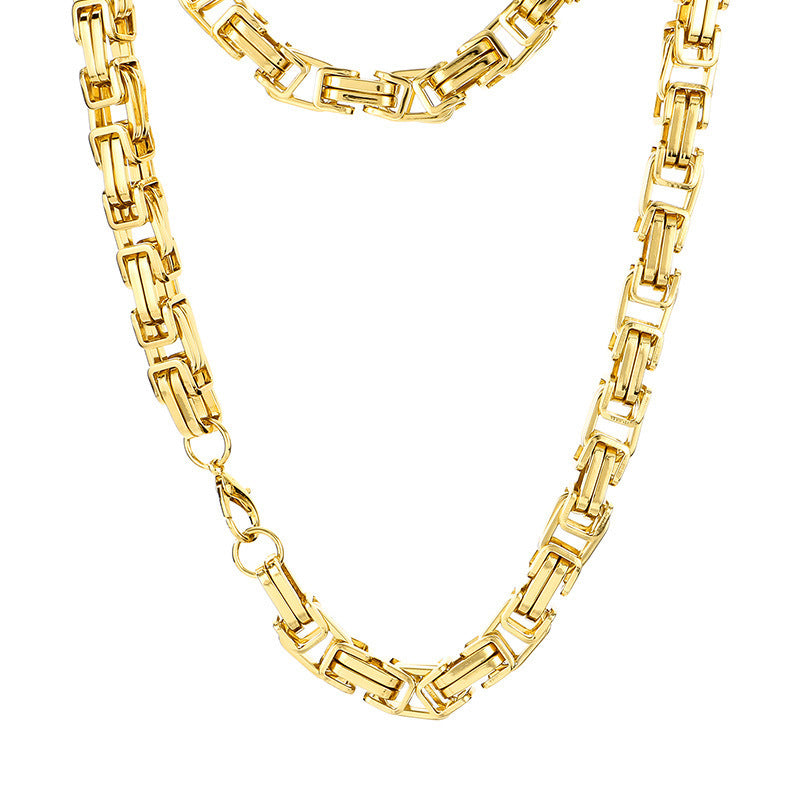 12/15mm Thick Chain Emperor Chain Men's Necklace Bracelet Hip-Hop Double-Piece Knot Chain Stainless
