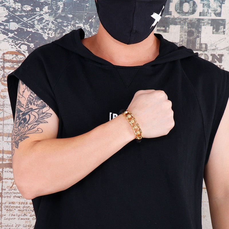 Planderful Locomotive Leather Bracelet Men Rotatable