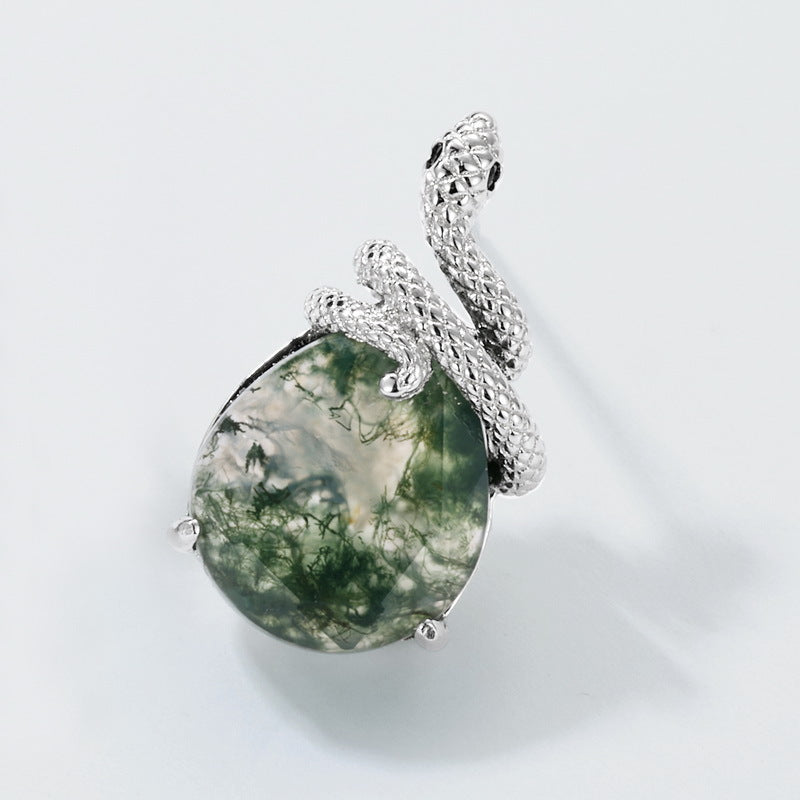 Planderful Winding Snake Earrings – Elegant Sterling Silver with Aquatic Agate