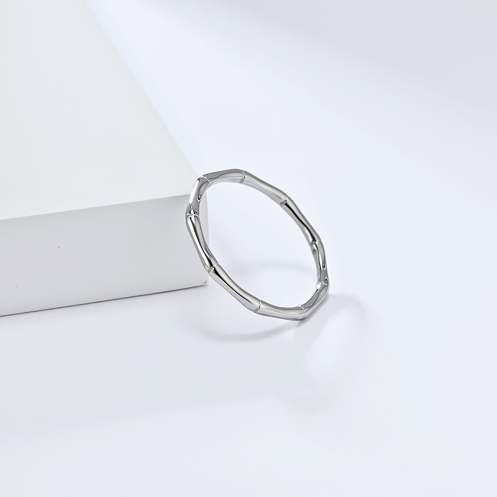 Planderful Bamboo Ring For Women Titanium Steel Closed Bamboo Design Lightweight Elegant Luxury Jewelry