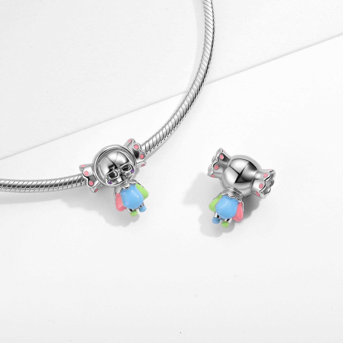 Planderful Jewelry Sterling Silver Beading Pendant Candy Skull Epoxy DIY Handcrafted Charm