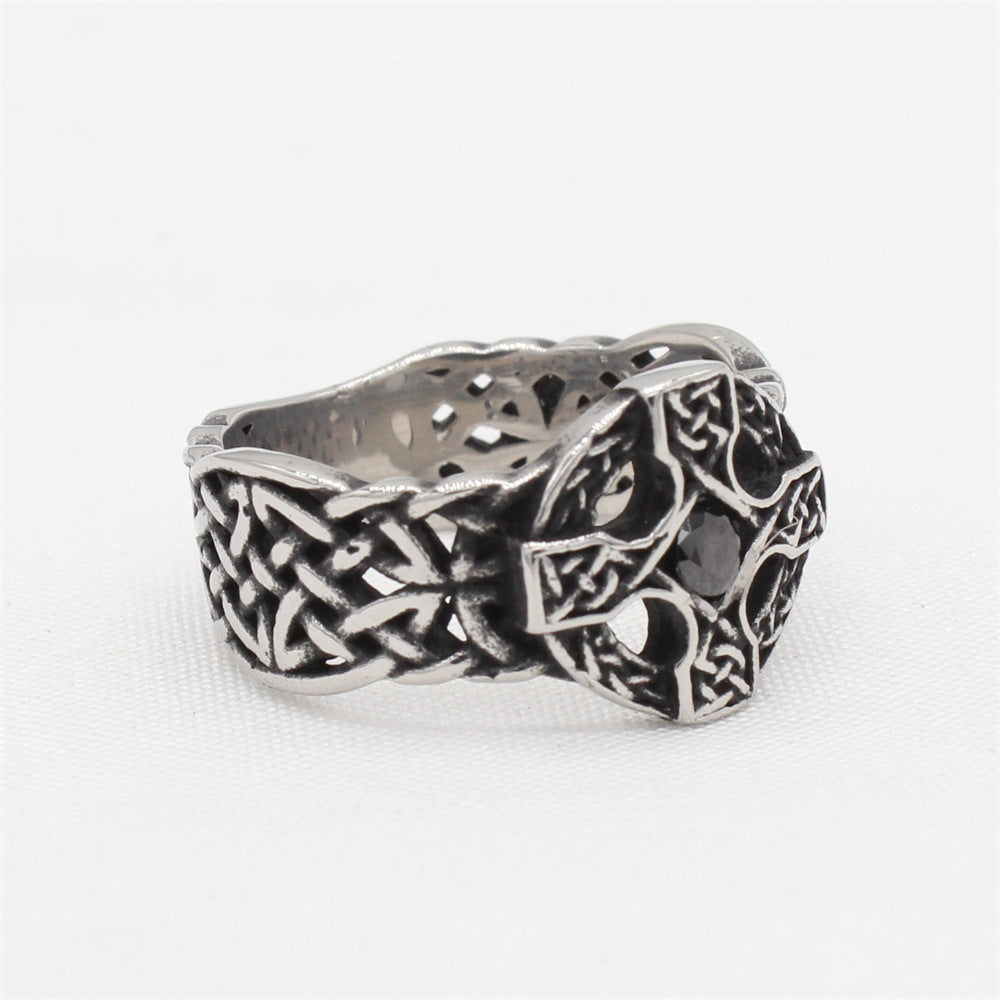 Planderful Titanium Steel Ring For Men And Unisex Retro Cross Design Everyday Genie Protection Statement
