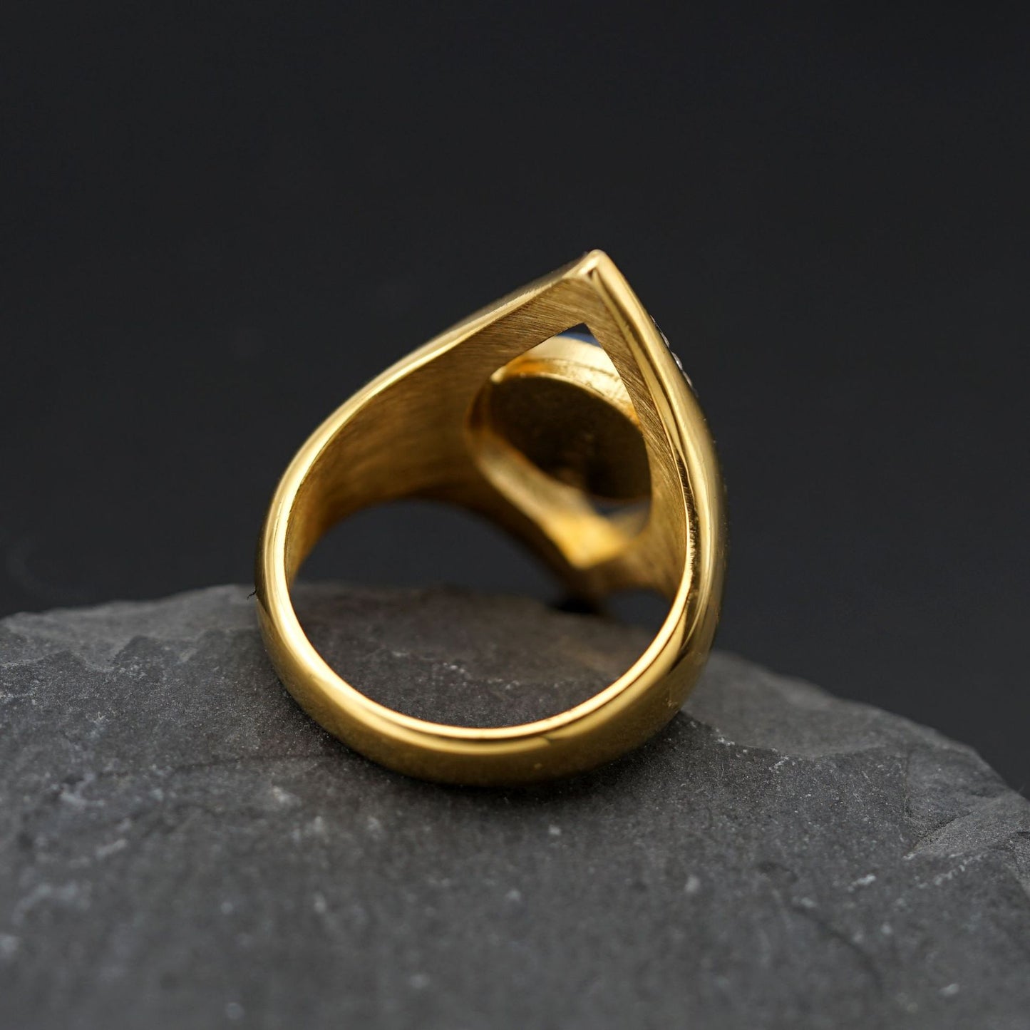 Planderful Blue Angel Eye Ring Unisex Titanium Steel Gold Plated Protection Statement Jewelry