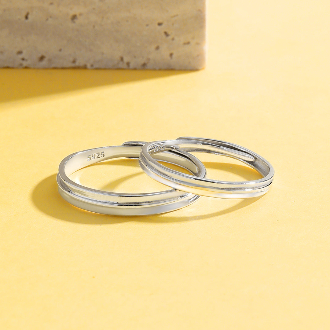Planderful Everyday Genie – S925 Sterling Silver Couple Rings for Men and Women Simple Light Luxury