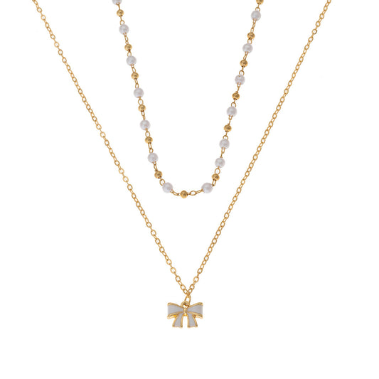 Planderful Vienna Verve Necklace Set – Elegant Pearl Butterfly Design