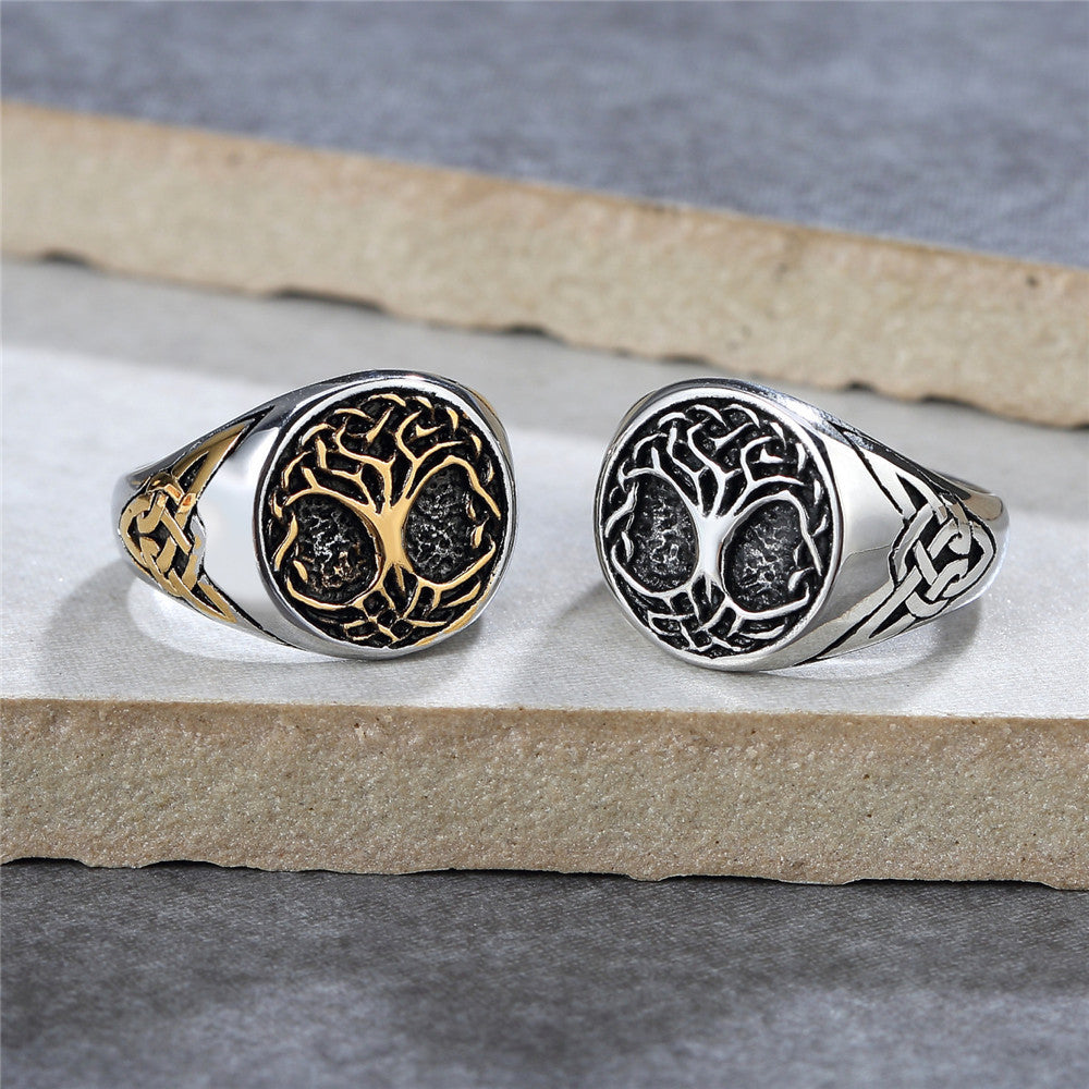 Viking Tree Of Life Ring Titanium Steel Unisex Durable Protection Planderful For Men And Women