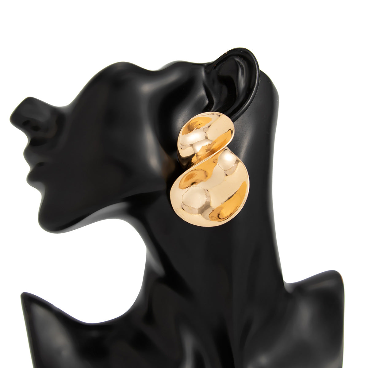 Geometric Twist Flower Stud Earrings Planderful For Women Metallic Statement Jewelry