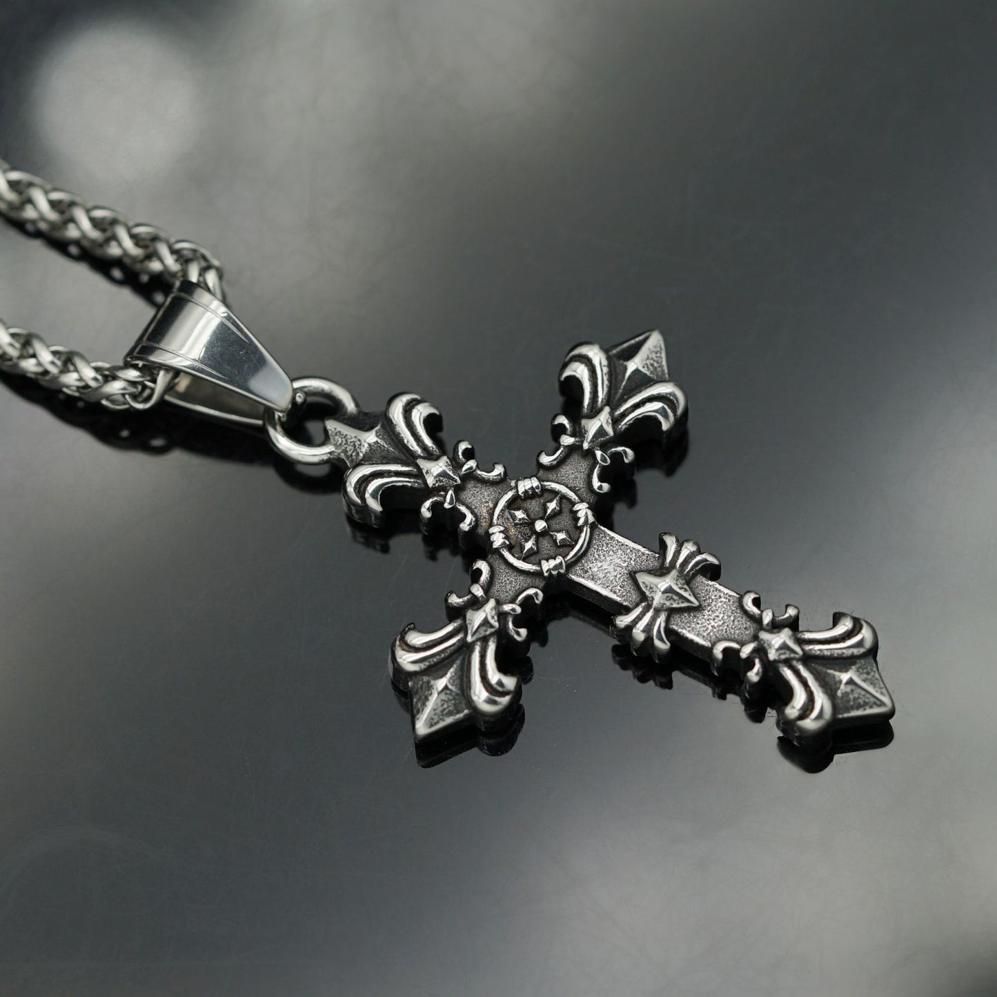 Steel Necklace – Vintage Cross Pendant