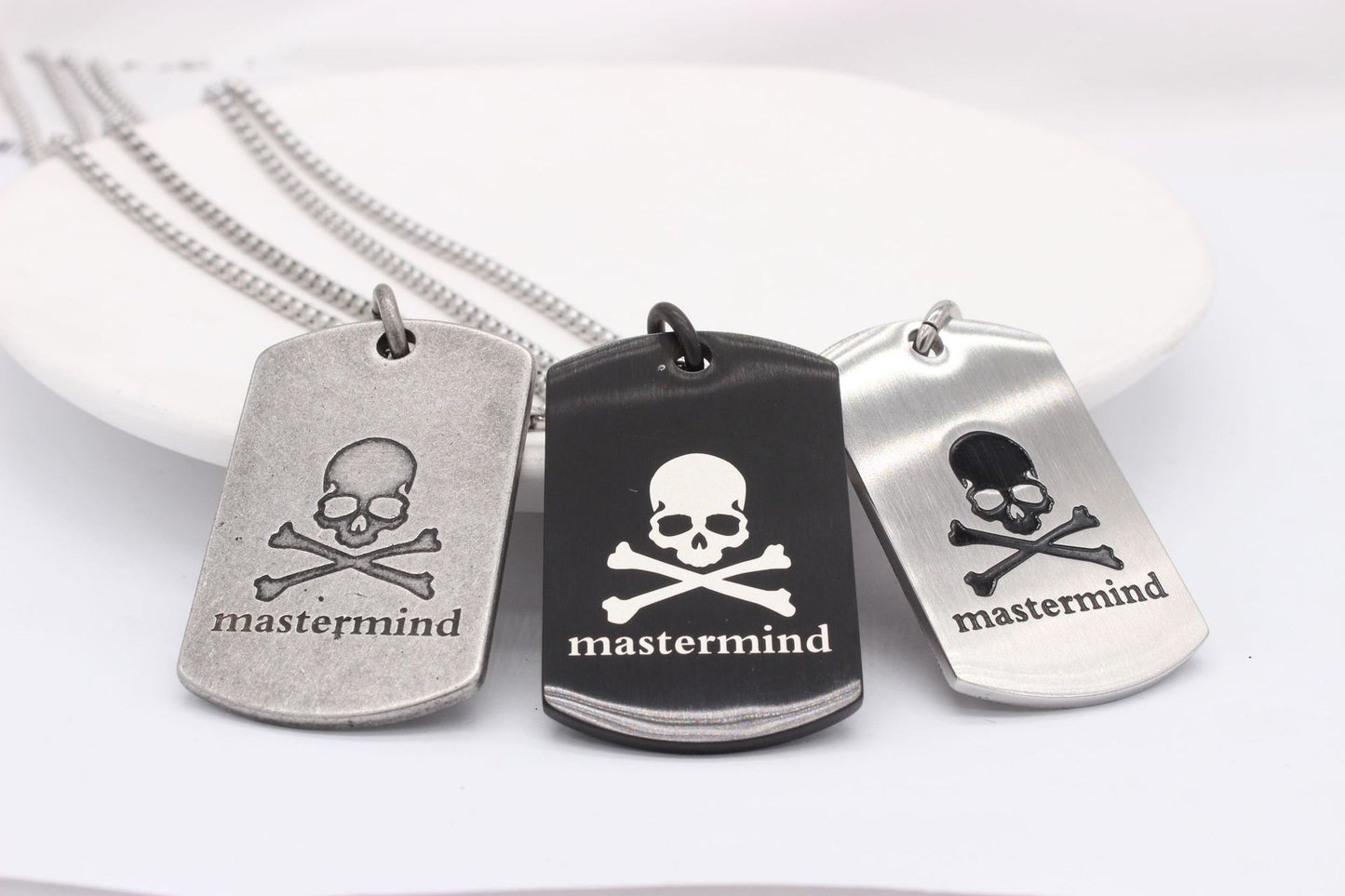 Planderful Titanium Skull Dog Tag Pendant For Men Unisex Military Style Durable Everyday Wear