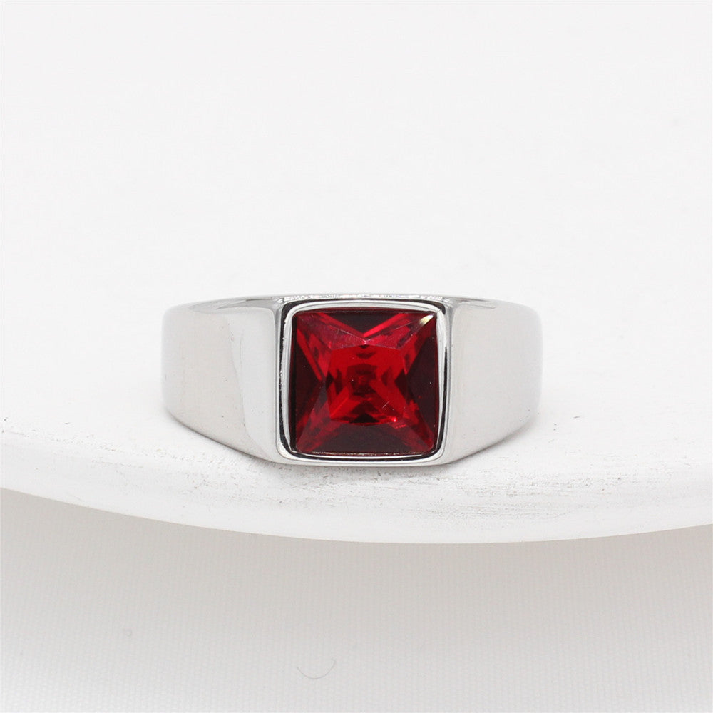 Planderful Square Zircon Titanium Ring Unisex For Men And Women Minimalist Everyday Gear