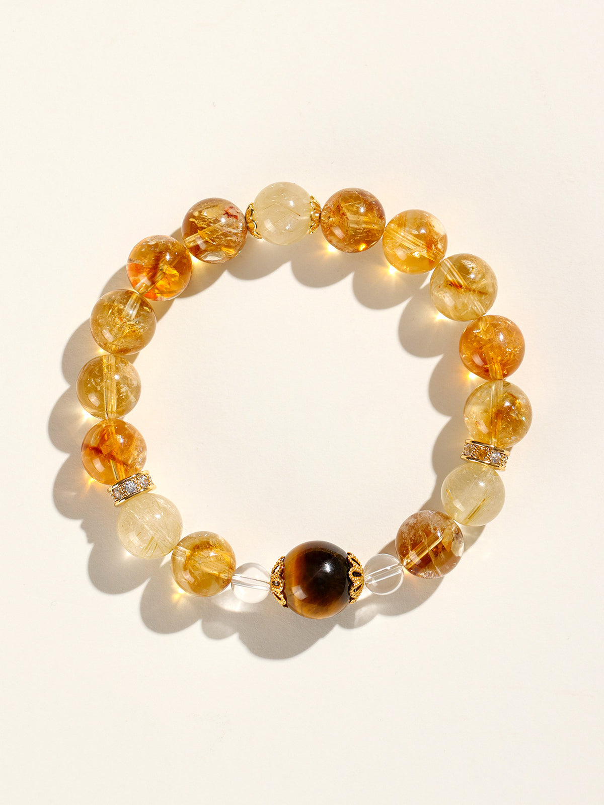 Golden Rutilated Quartz & Tiger Eye Bracelet