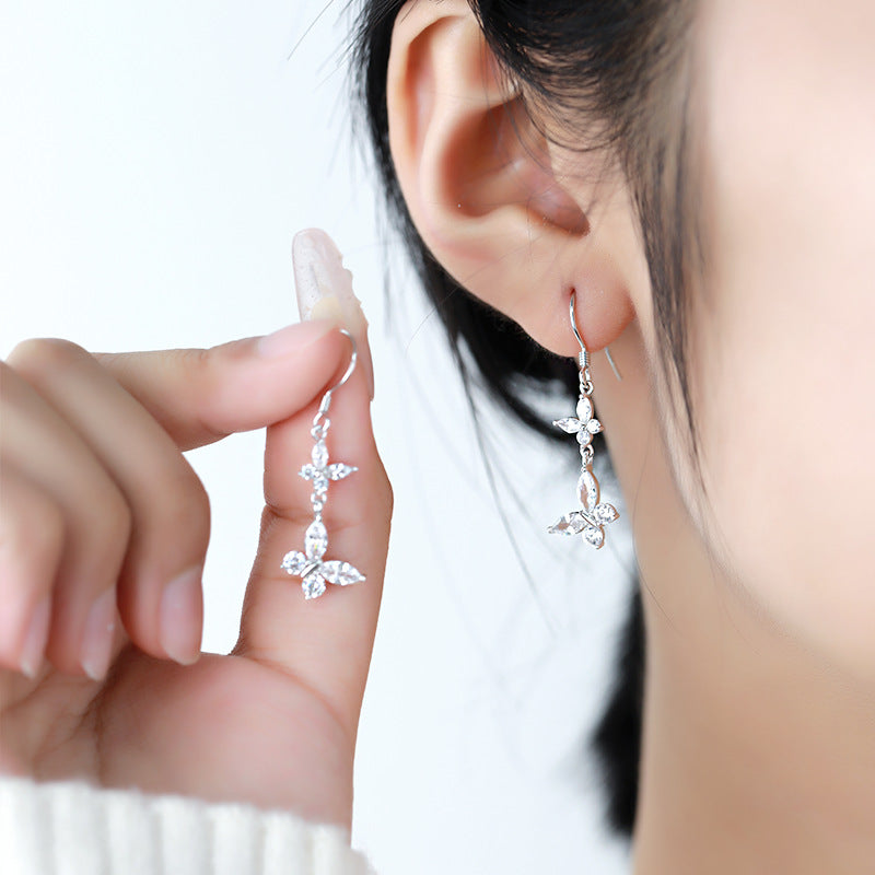 Butterfly Zirconium 925 Sterling Silver Earrings