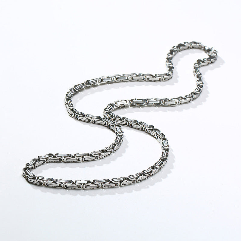 European And American 4MM Byzantine Men's Thick Chain Necklace