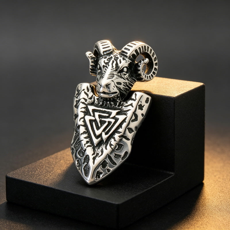 Dark Gothic Baffle Goat Head Pentagram Pendant Casting Three-Dimensional Demon Stainless Steel Men's Necklace