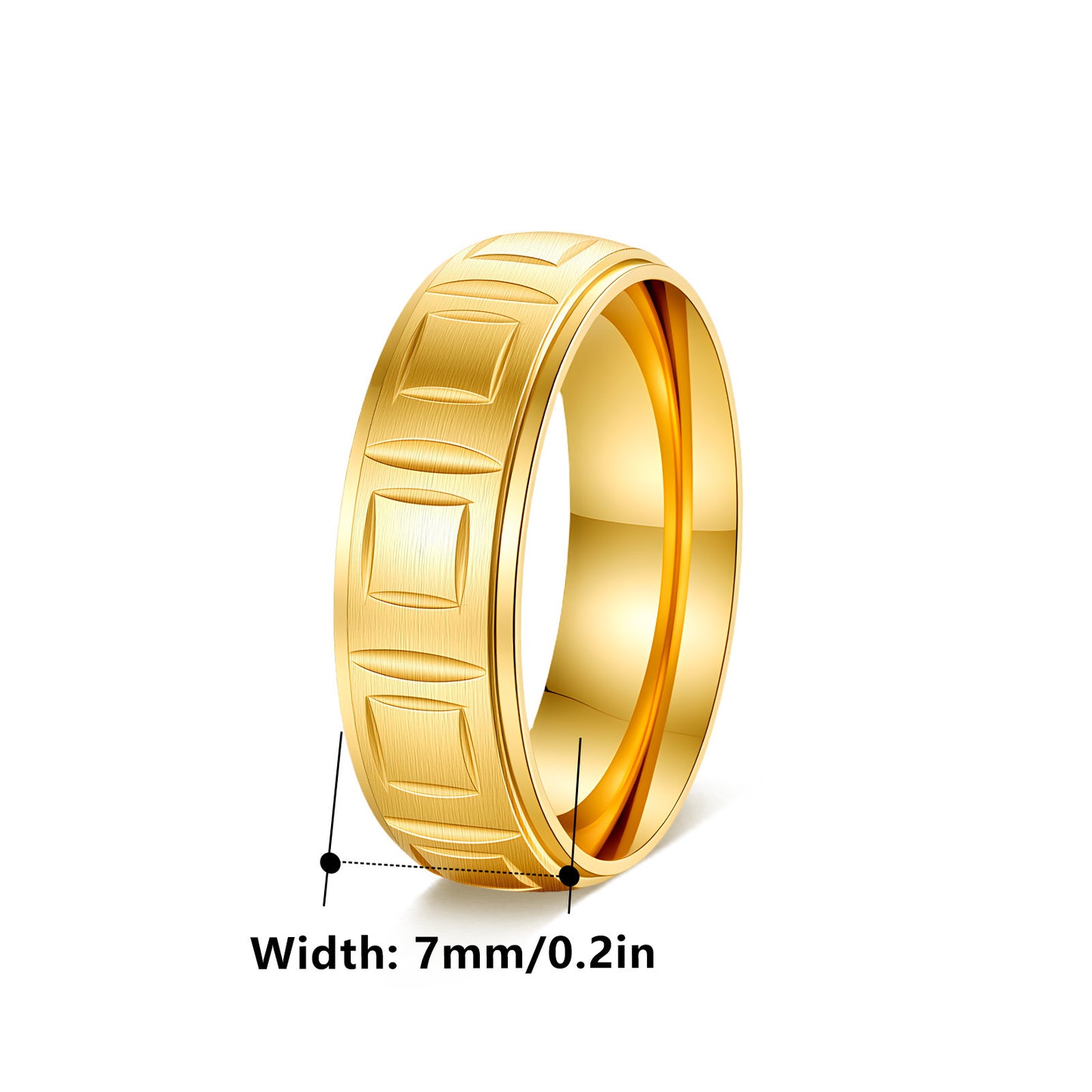 Stainless Steel Ring Unisex Retro Square Pattern Engraving Fade Resistant Durable Planderful