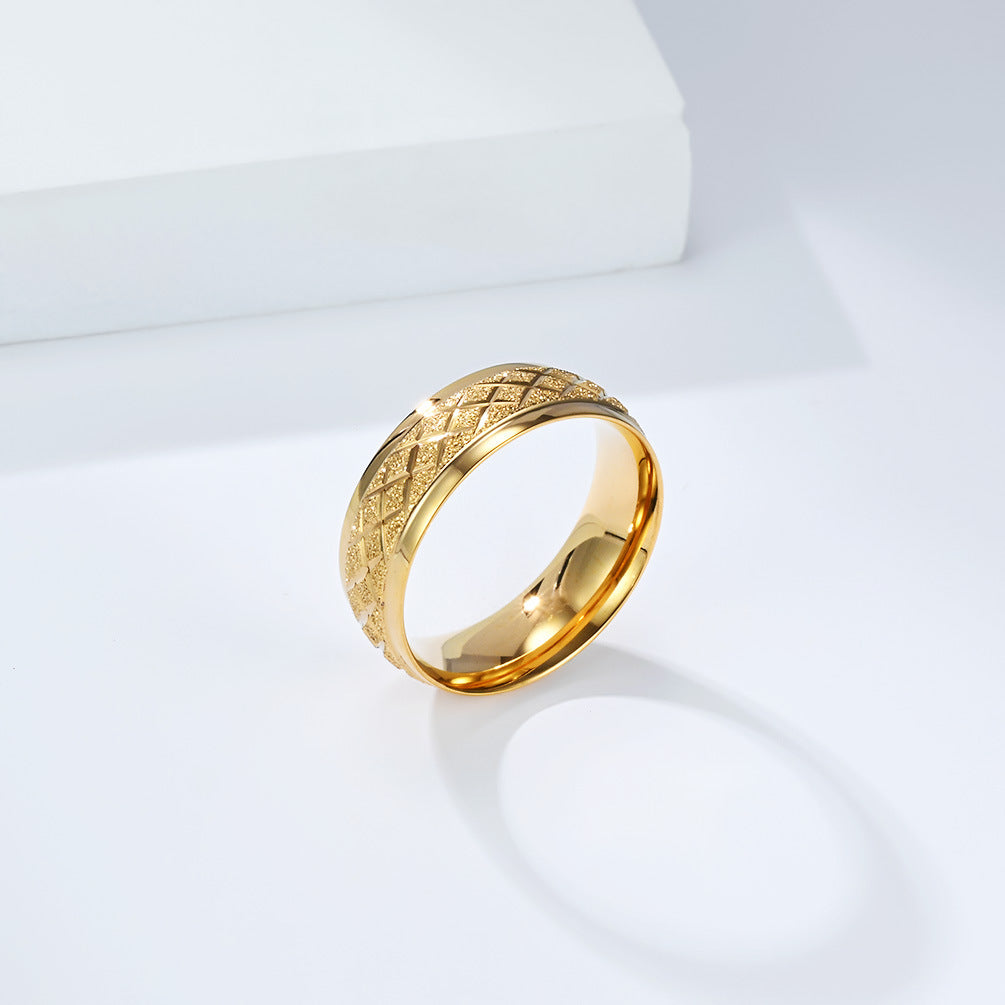 Planderful Geometric Titanium Steel Ring For Men Rhombus Pattern Everyday Commuter Jewelry