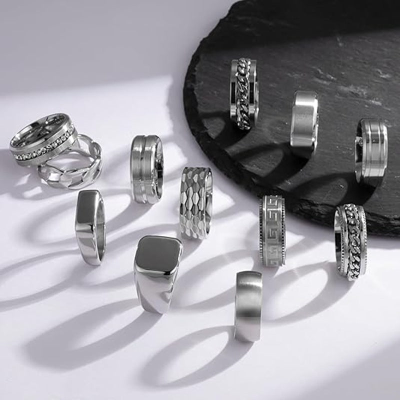 Planderful Everyday Genie Chain Titanium Steel Ring Rotating Unisex Couple Jewelry