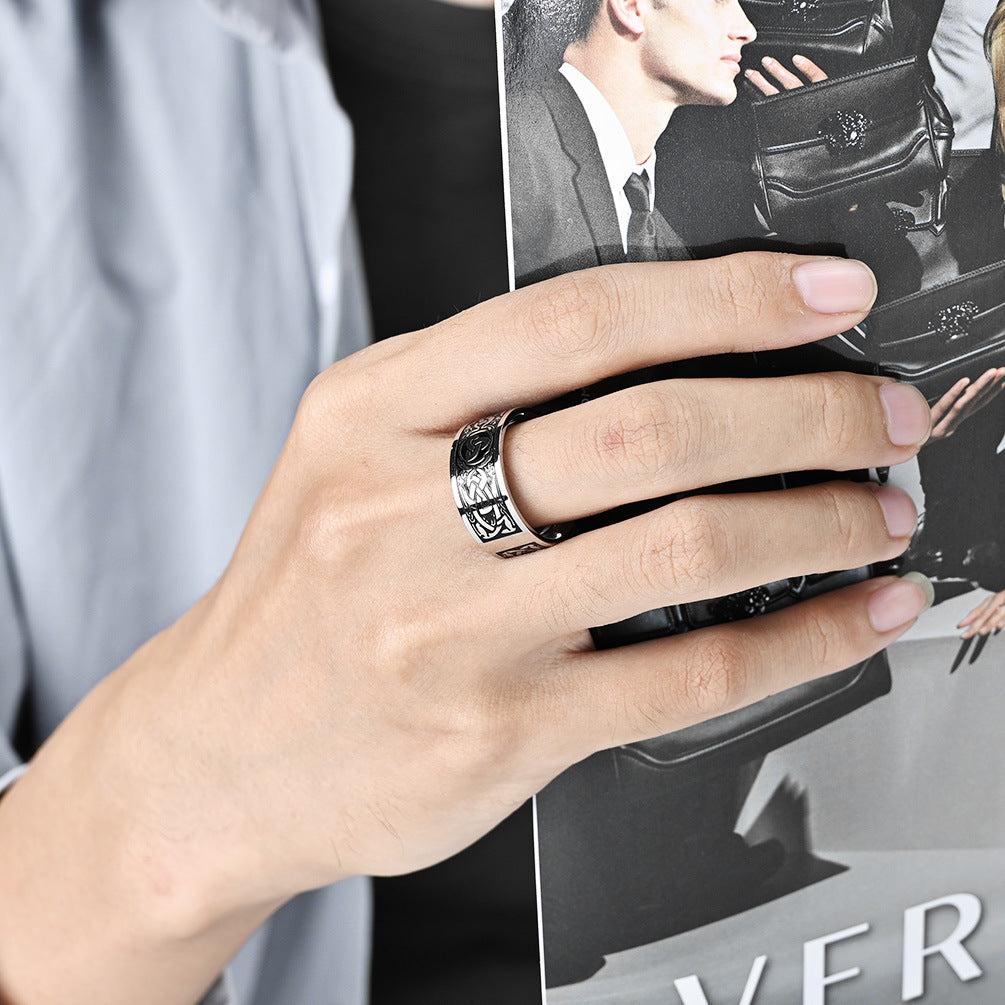 Cross-Border Nordic Viking Style Titanium Steel Ring for Men