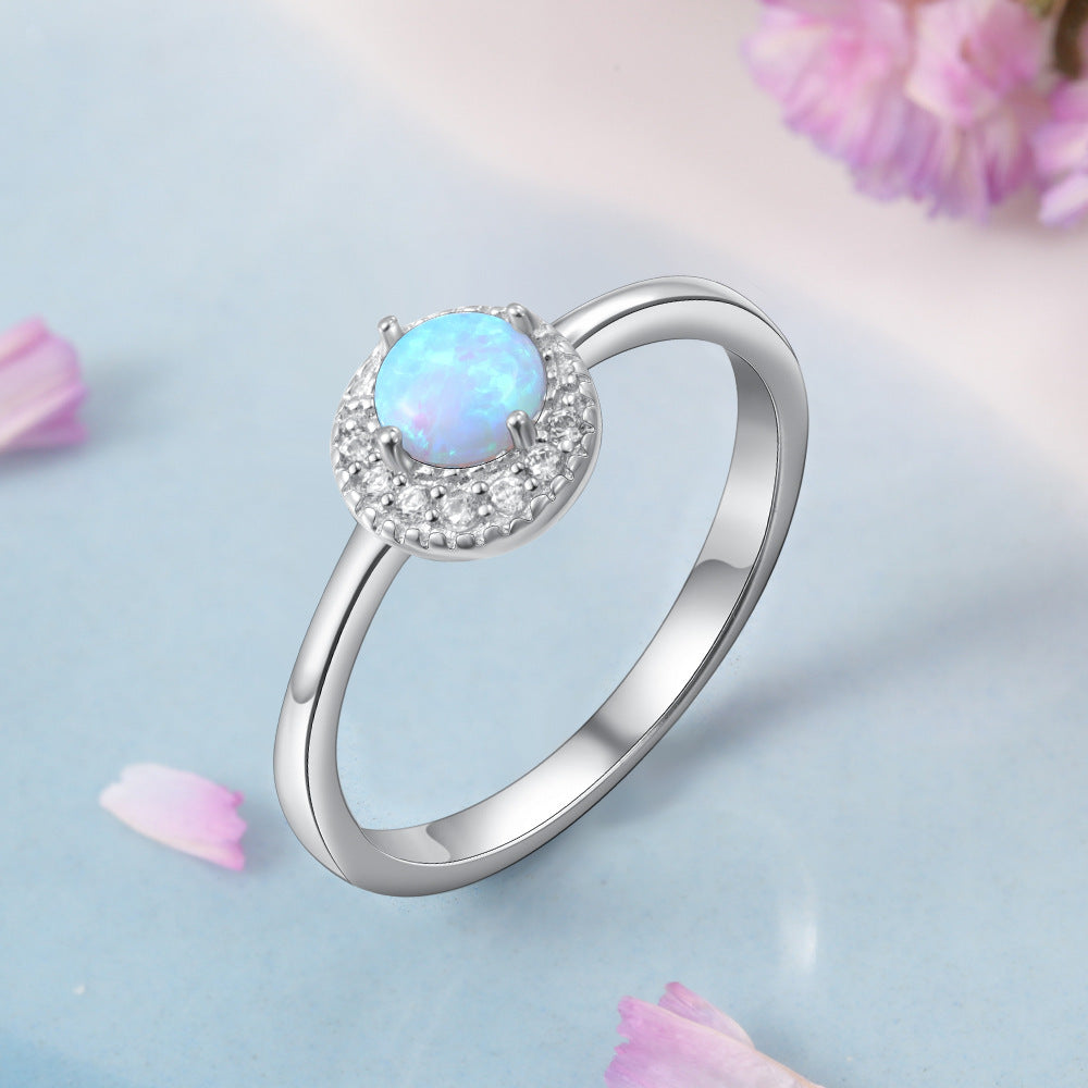 Planderful Jewelry Crescent Opal Ring Sterling Silver