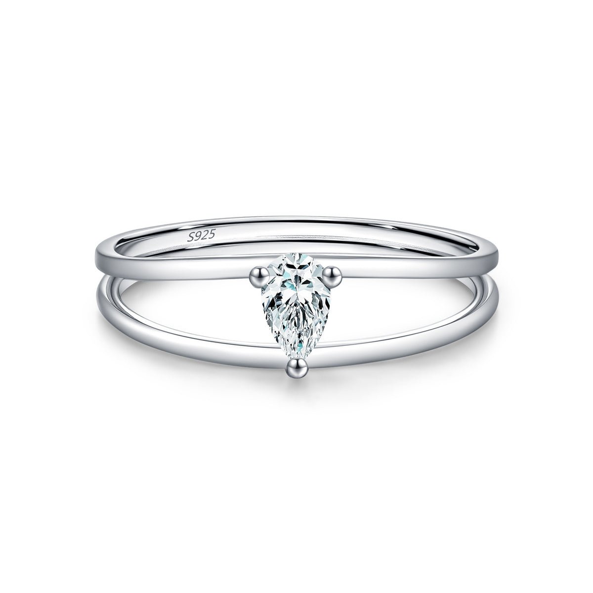 S925 Sterling Silver Double-Layer Moissanite Band