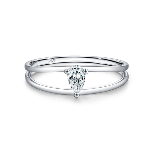 S925 Sterling Silver Double-Layer Moissanite Band