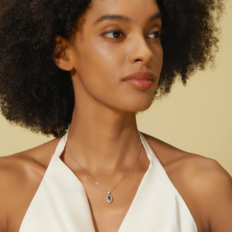 Planderful Jewelry Sterling Silver Alexandrite Pendant Necklace for Elegant Everyday Wear
