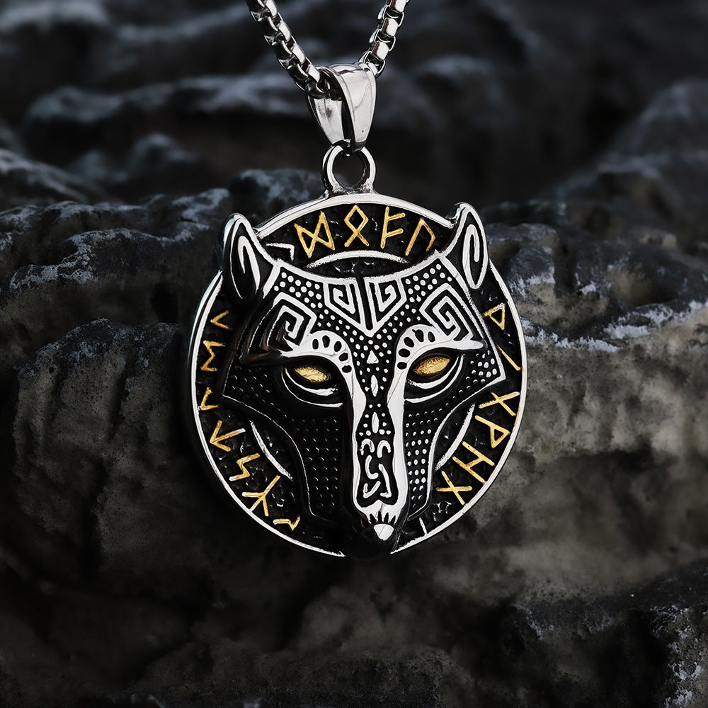 Nordic Men's Jewelry Viking Wolf Head Pendant Necklace