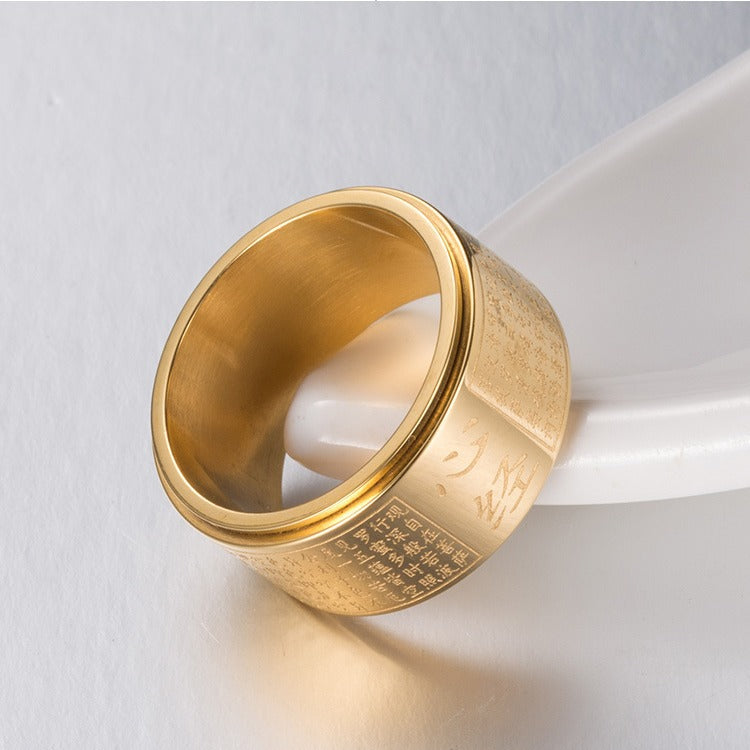Chinese Wind Titanium Steel Rotatable Ring for Men