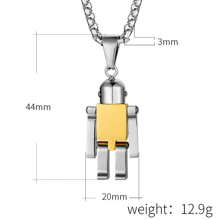 Planderful Robot Pendant Necklace For Urban Streetwear Fans Fade Resistant Titanium Steel Jewelry
