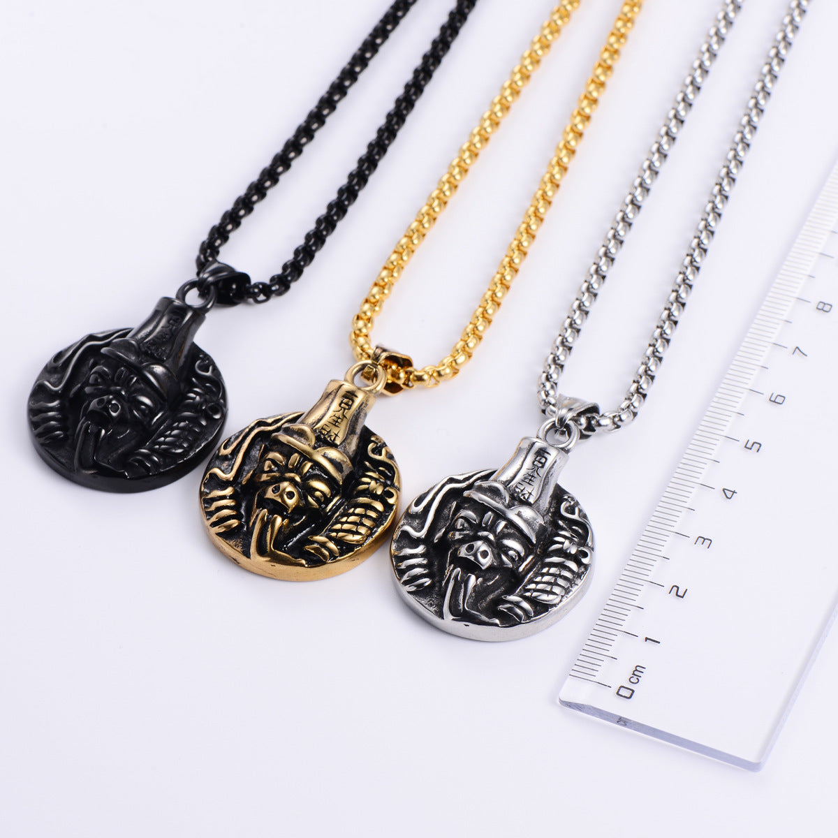 Titanium Steel Black and White Punk Pendant Necklace for Men - Retro Trendy Design