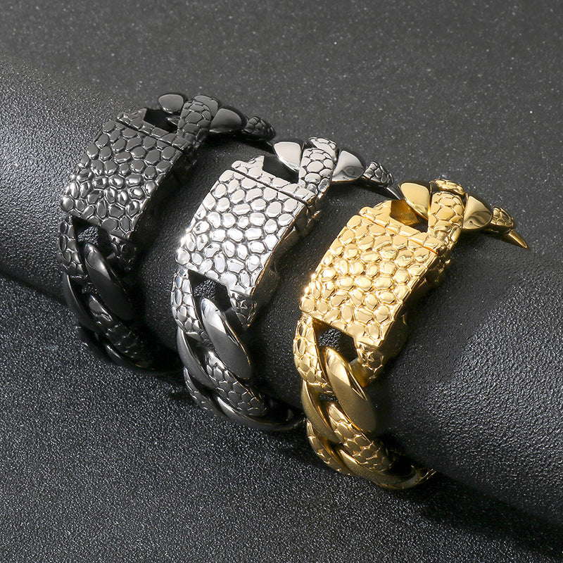 Planderful Bold Cuban Chain Bracelet For Men Titanium Thick