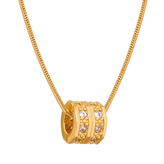 Luxury Geometric Copper Zircon Pendant Necklace for Women