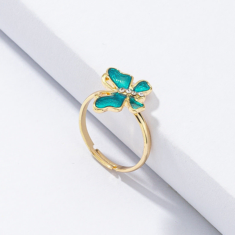 Japanese and Korean Inspired Butterfly Diamond Drop Ring - Vienna Verve Collection