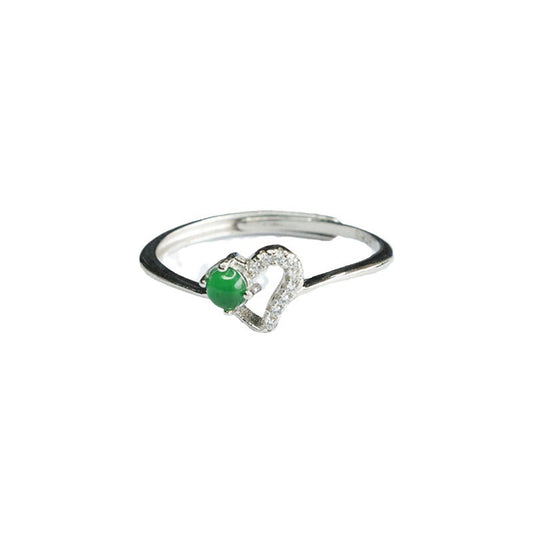 Green Jadeite Heart Ring