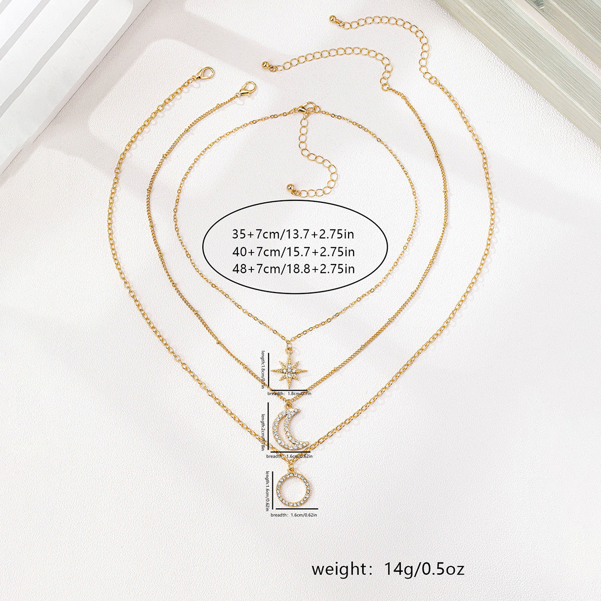 Planderful Vienna Verve Necklace – Fashionable Layered Star Moon Design