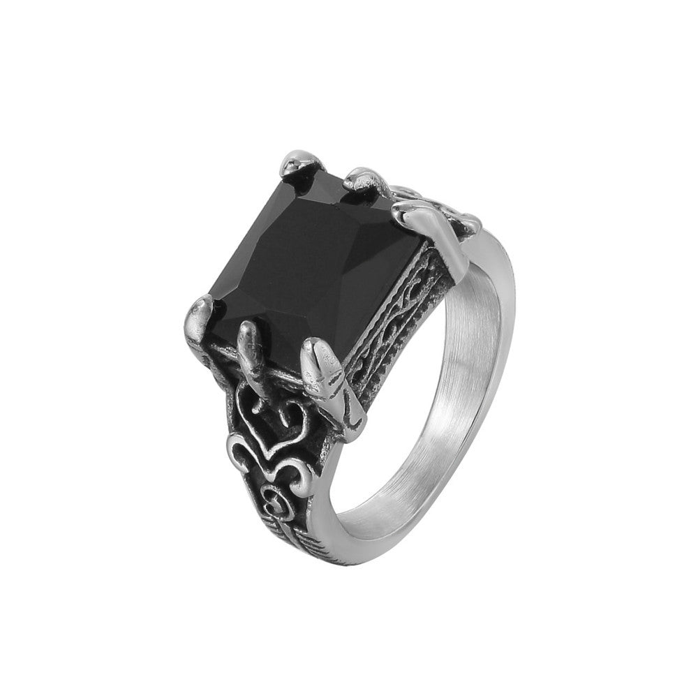 Planderful Titanium Steel Ring With Square Zircon For Men And Women Unisex Protection Statement Size 7 To 12