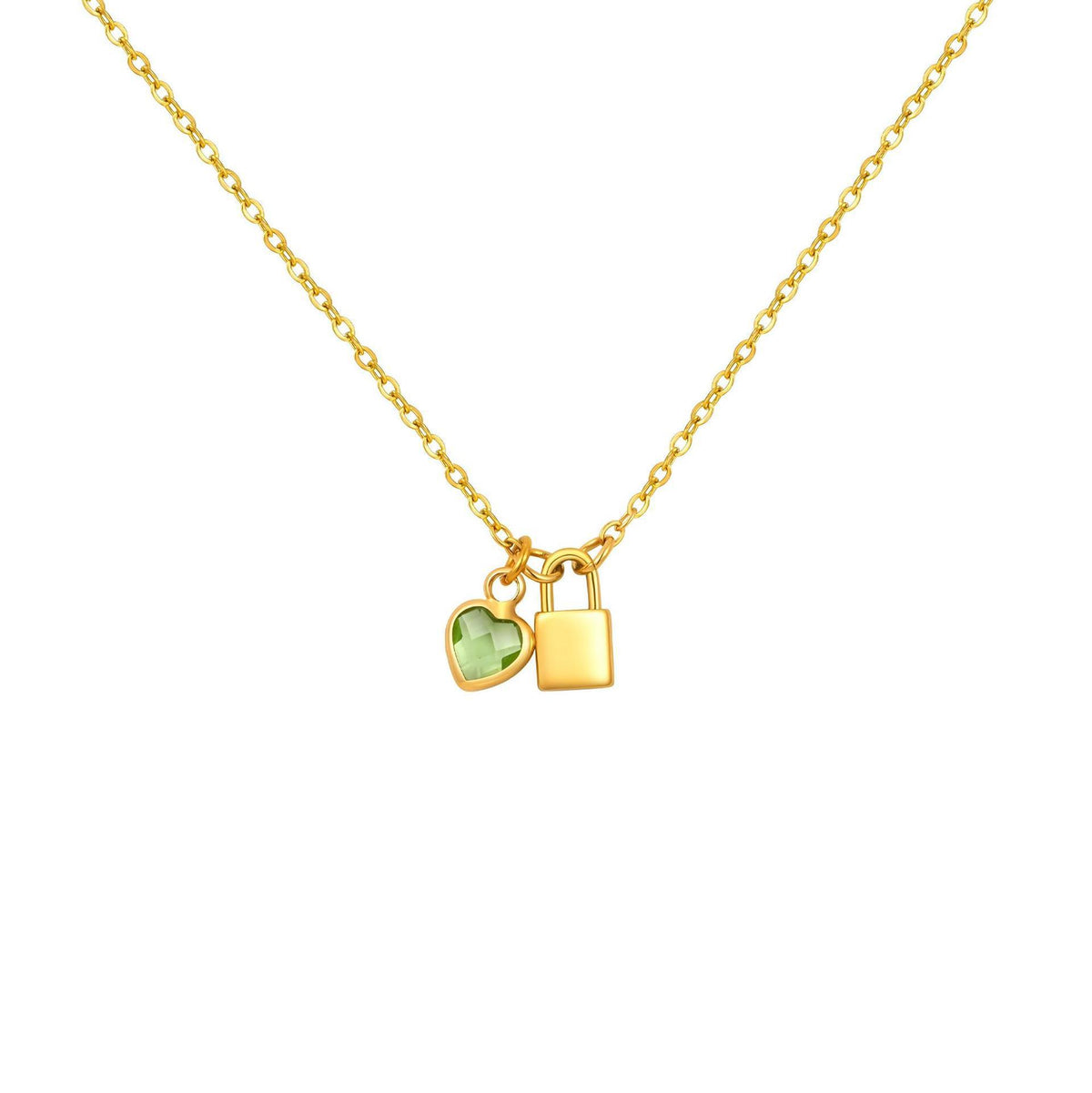Wind Ladies Birthday Gift Stainless Steel Gold Lock Peach Heart Twelfth Necklace