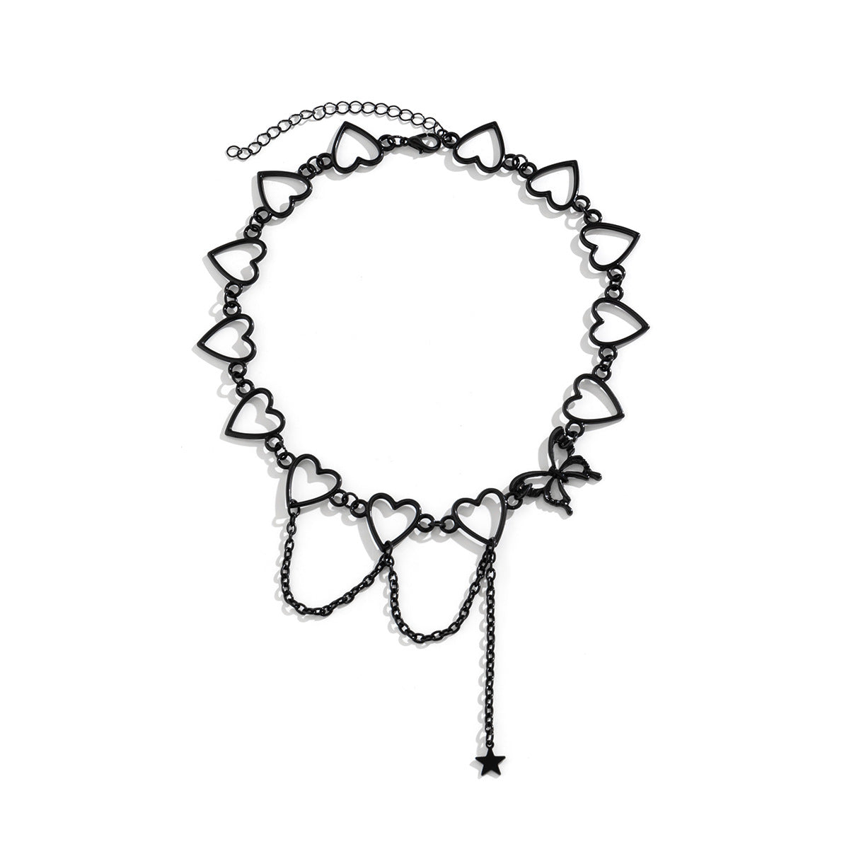 Asymmetrical Heart, Butterfly & Star Necklace