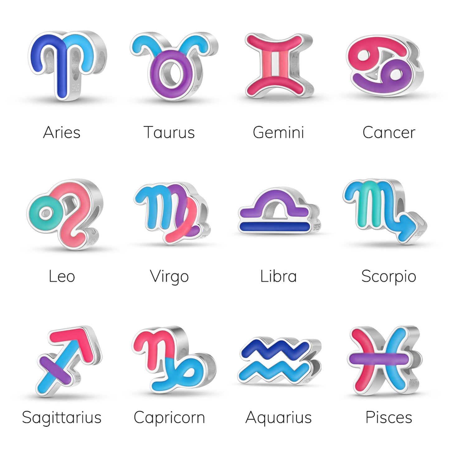 Planderful Jewelry Zodiac Beaded Pendant Bracelet in S925 Sterling Silver Handcrafted Elegance