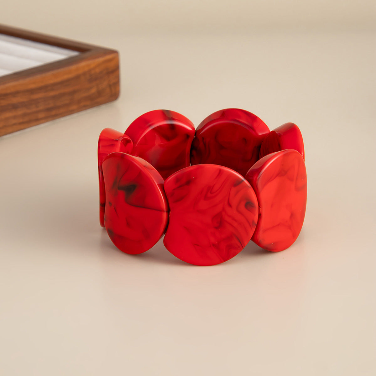 Planderful Vienna Verve Wide Crescent Geometric Elastic Bracelet For Women Retro Statement Jewelry