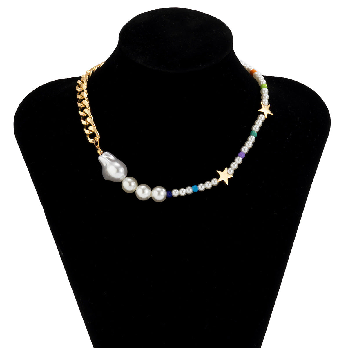 Planderful Vienna Verve Imitation Pearl Collarbone Necklace For Women Beaded Star Marine Style Statement Jewelry