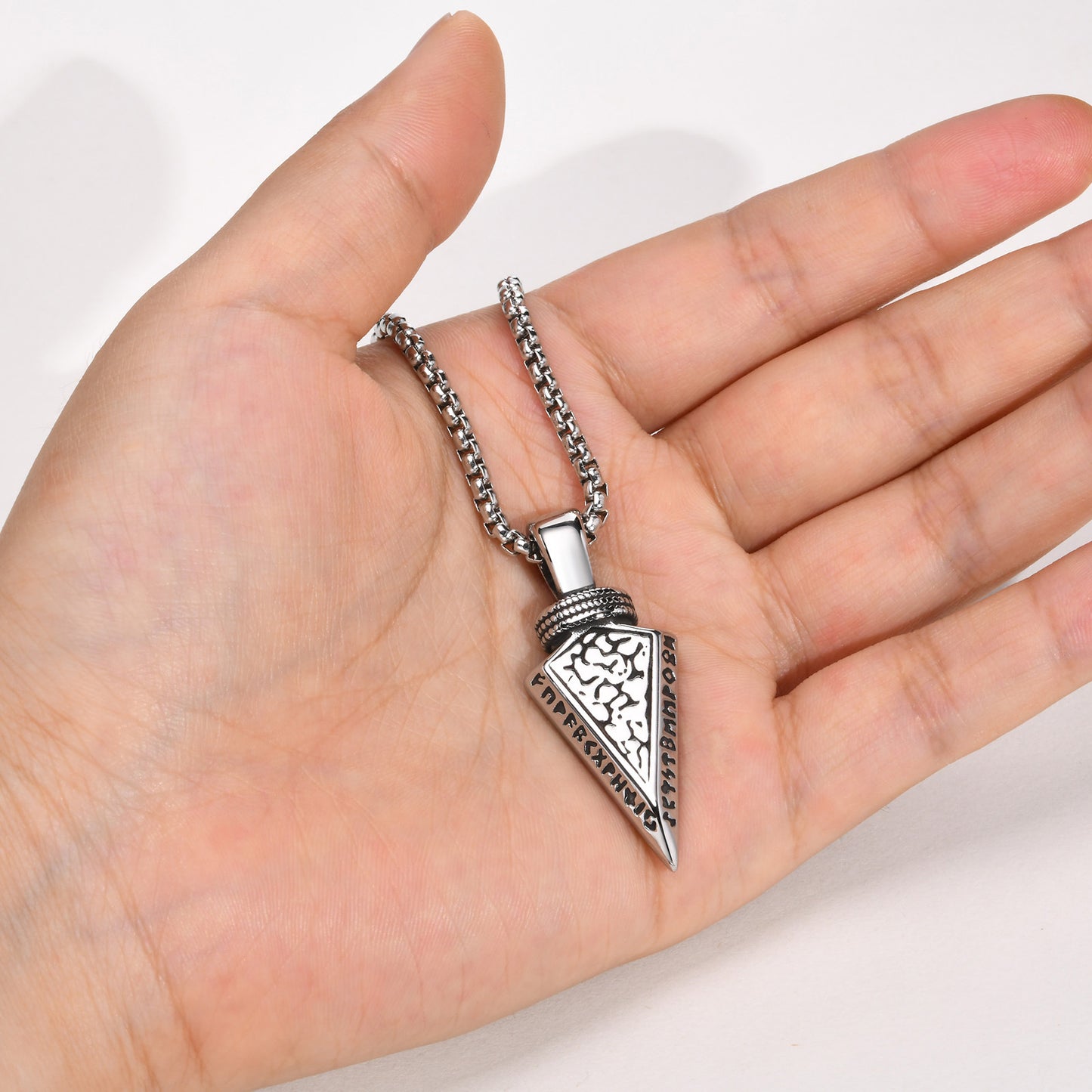 Stainless Steel Viking Arrow Pendant Men's Necklace Jewelry