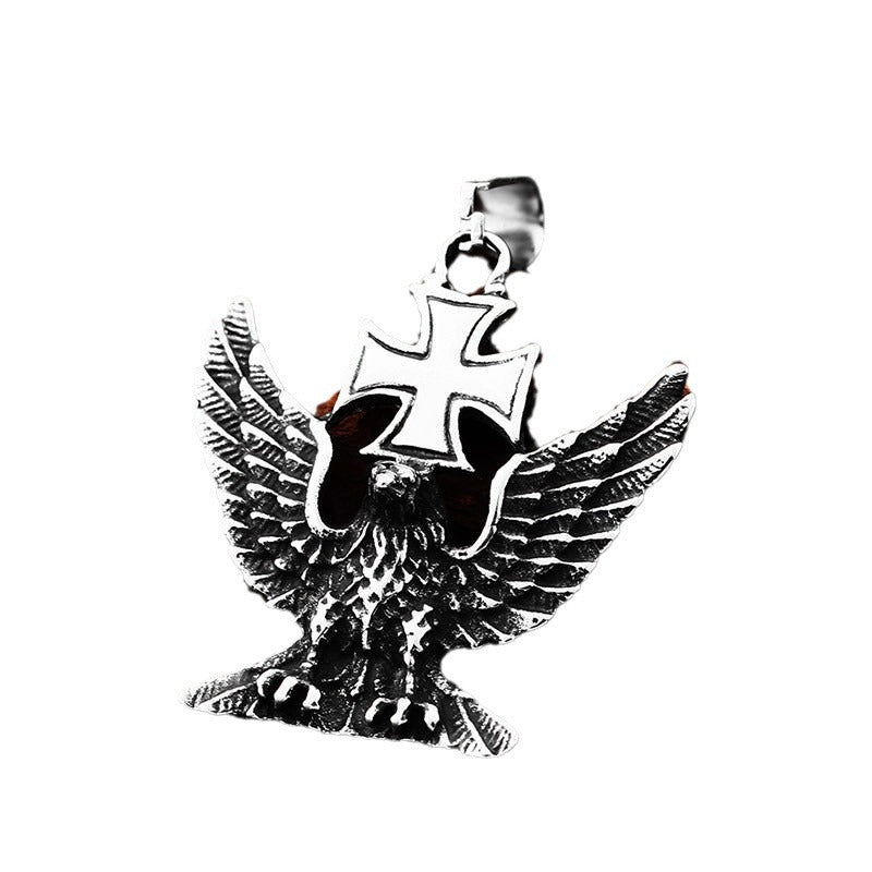 custom vintage-inspired titanium eagle pendant for men
